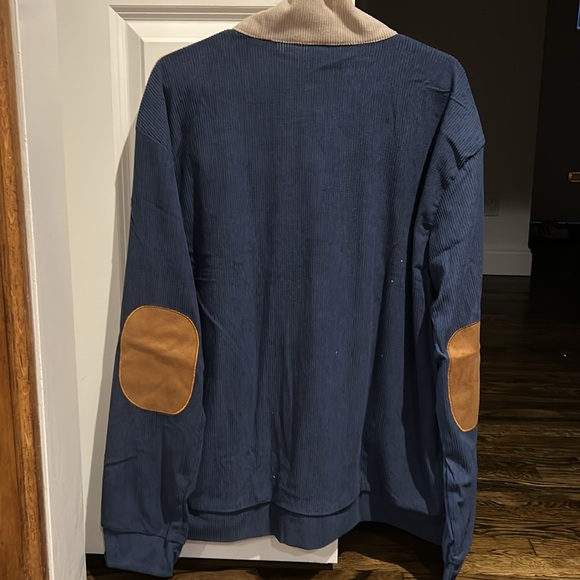 NWT Corduroy Colorblock Pullover Top Beige & Blue With Brown Accents Size XL - Picture 9 of 10
